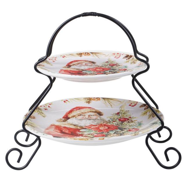 Earthenware Christmas Story 2-Tier Server - Certified International