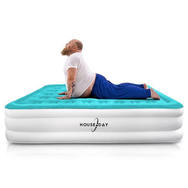 HOUSE DAY Queen Air Mattress, Inflatable Airbed with Built-in Pump, 3 Mins Quick Self-Inflation/Deflation, Comfortable Top Surface Blow Up Bed for Home Camping Travel Portable 80"x60"x18"