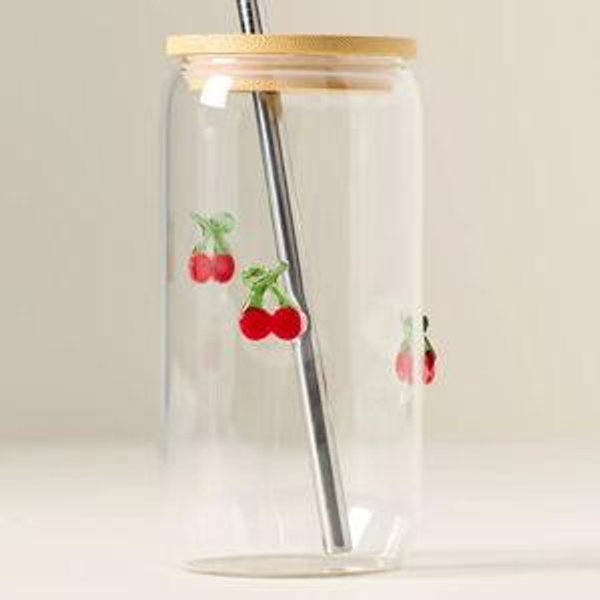 The Icon Juice Glass Tumbler with Lid in Cherry