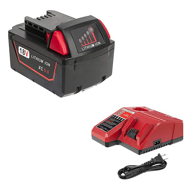 Vot1799 18V Battery and Charger for Milwaukee M18 Battery with Milwaukee Battery Charger, Capacity Output 5.0Ah