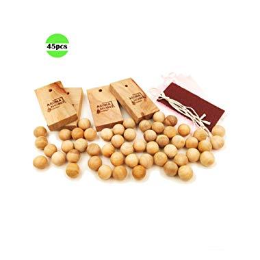 L.M. & L. W. Cedar Blocks for Clothes Storage Cedar Balls for Closet and Drawers Home Fragrance Accessories Substitute 45pack/Set