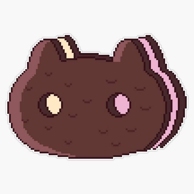 LAD Studio Pixel Cookie Cat Sticker Vinyl Bumper Sticker Decal Waterproof 5"