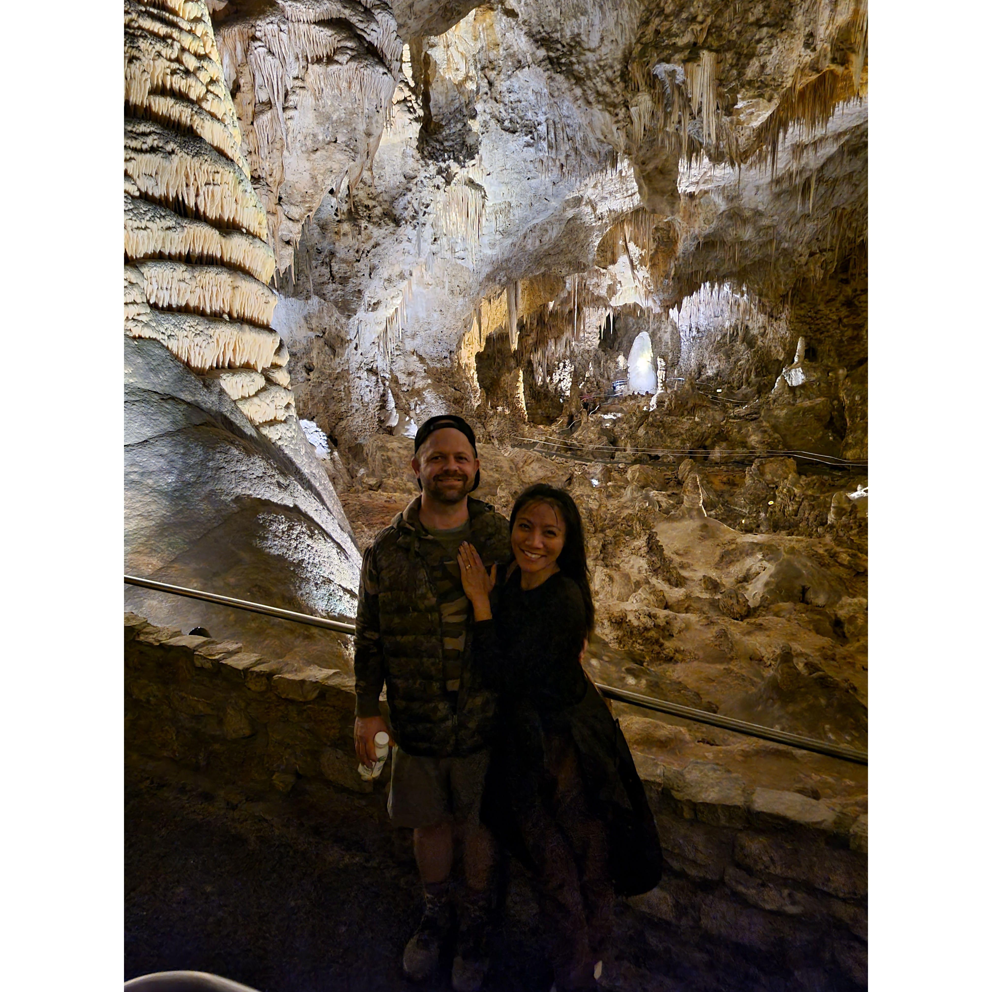 Carlsbad Cavern exploration (after saying, "yes!")