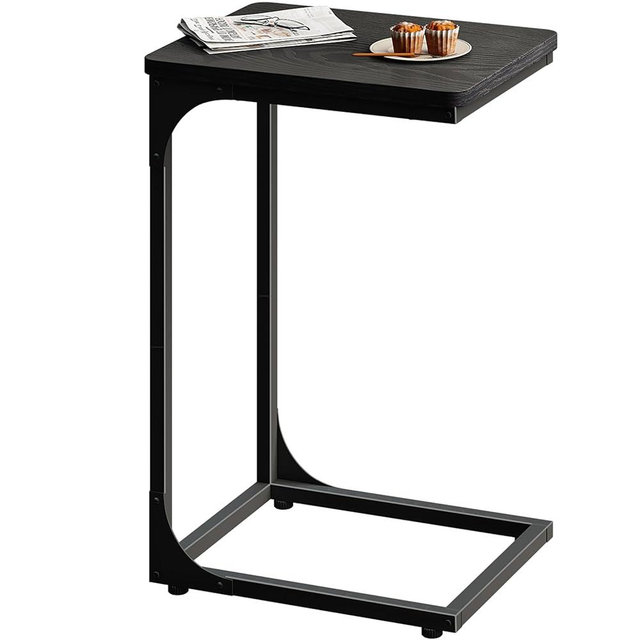QEEIG C Table Side Table Living Room C Shaped Couch Tray End Table Modern 1 Pack, Black (017-30BN-1)