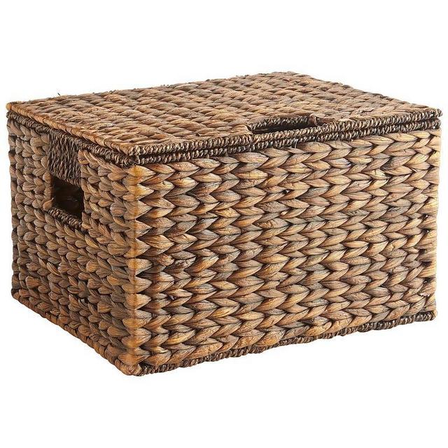 Carson Espresso Wicker Rectangular Lidded Storage Basket