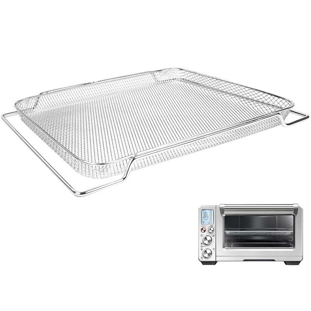 Air Fryer Basket for Breville Smart Oven Air Fryer Pro Compact, 16.5"X11.8" Stainless Steel Brushed Dehydrate Mesh Baskets for BOV900 and BOV950 Convection Toaster Oven Deep Fryer Parts & Accessories