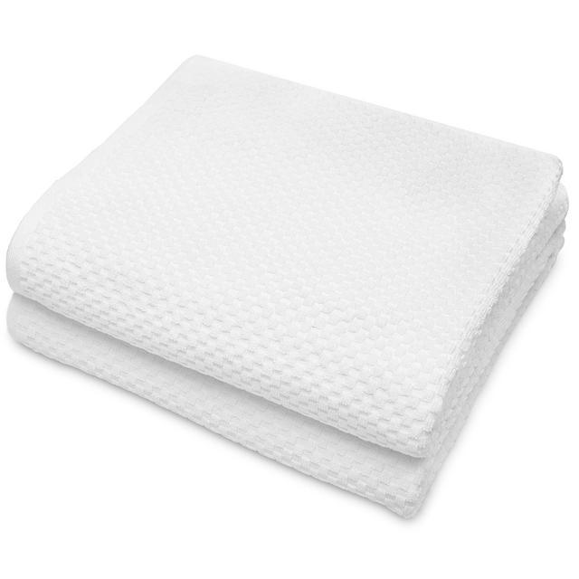 COTTON CRAFT 2 Pack Euro Spa Waffle Weave Oversized Bath Sheet 35x70 - White - 100% Pure Ringspun Combed Cotton - True Luxury Inspired by The Finest European Spas and Resorts