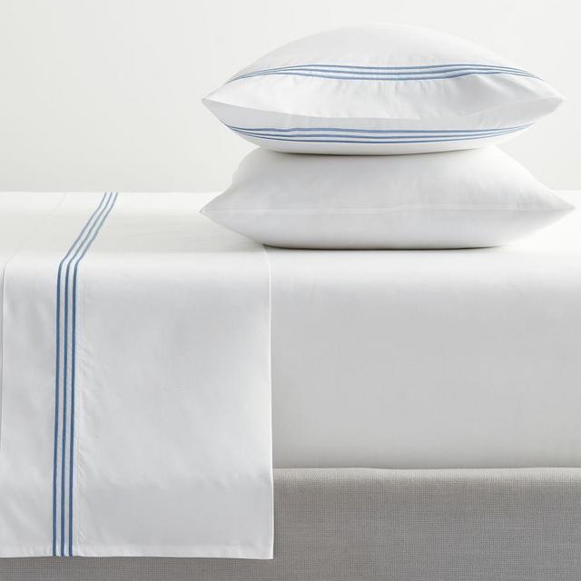 Grand Organic Percale Sheet Set: Chambray, Queen