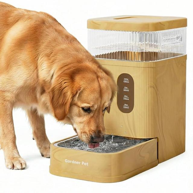 Gardner Pet 2.2 Gallon Automatic Dog Water Bowl Dispenser 8.5L Gravity Water Feeder with Stainless Steel Bowl & Maifan Stone Filter, BPA-Free for for Cats and Dogs (Brown, 2.2 Gallon)