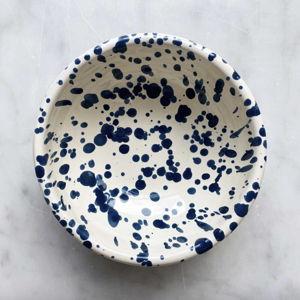 Italian Splatterware Pasta Bowls - Prussian Blue