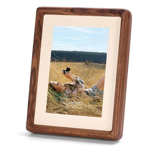 Solid Wood Picture Frame, Natural Minimalist Style, Easy Snap-On, Tabletop Display for Art, Photos & Prints (Walnut, For 4x6 / 5x7 Photo)