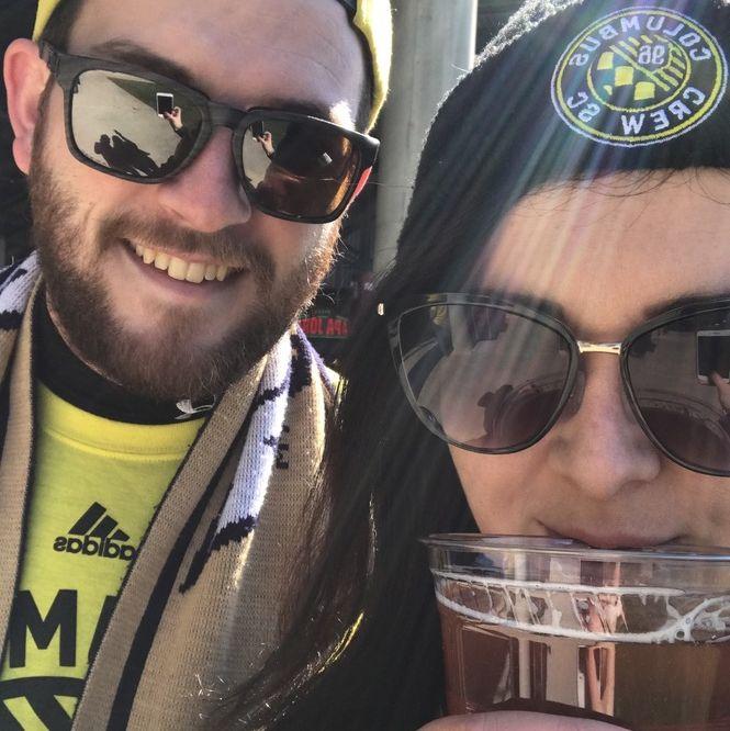 Adam and Sam at her first-ever Columbus Crew game. She's been rooting for a yellow soccer team ever since! (March 2018)