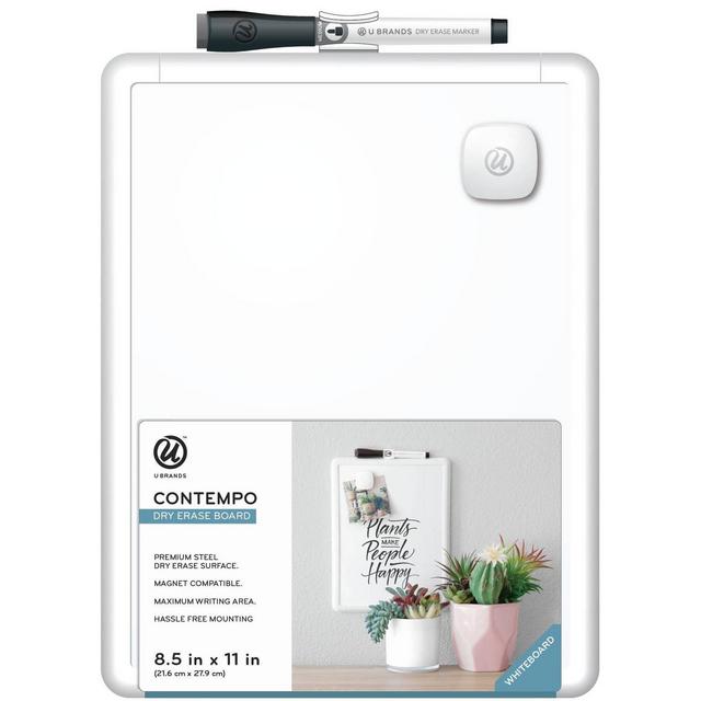 U Brands 8.5"x11" Contempo Magnetic Dry Erase Board White
