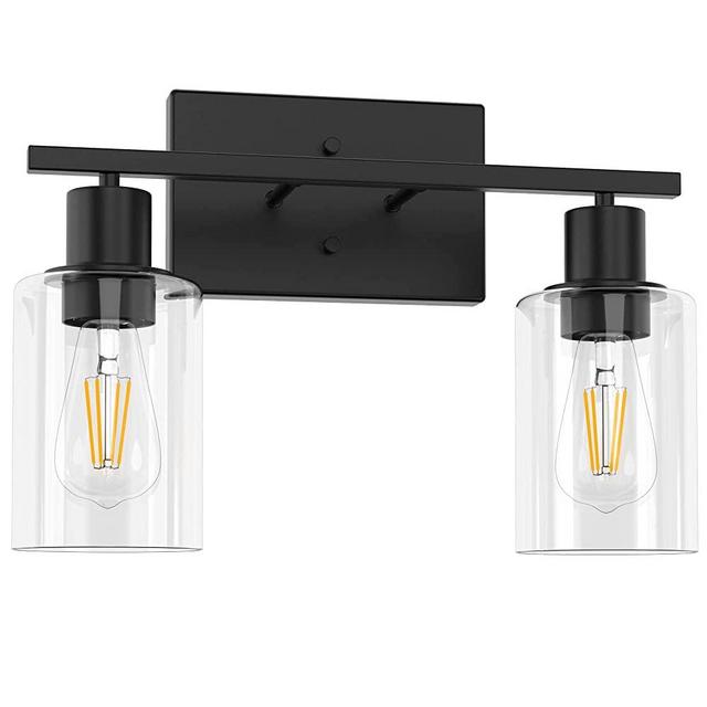 Esfos Vanity Light Fixtures, 2-Lights Wall Sconces, Bathroom Vanity Light for Mirror, Modern Wall Mounted Lamp with Clear Glass Shade, Farmhouse Wall Sconces with UL Listed