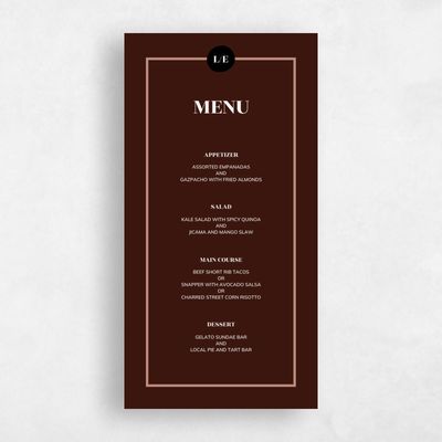 Chocolate, Brown Wedding Menu - Braunfels
