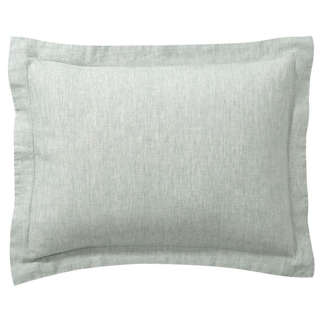 Mineral Blue Belgian Flax Linen Shams, Standard, Set of 2