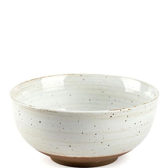 KuJaRen Mixing Bowl, Salad Bowl, Ceramic Serving Bowl, 9 inch Popcorn Bowl, Stoneware Bowl for Cooking Fruit Bowl, Handmade White Bowl, Microwave & Dishwasher Safe