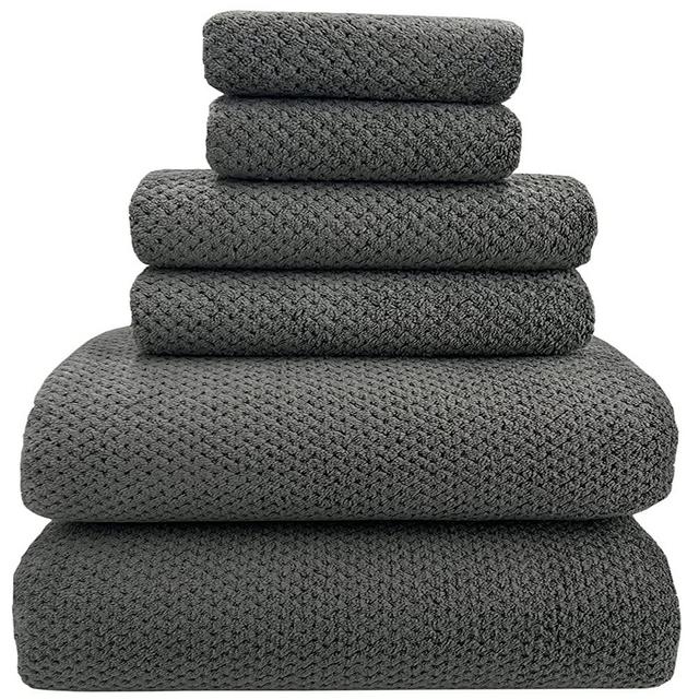 YTYC Towels,29x59 Inch Large Bath Towels Set of 6 Piece Quik Dry Super Soft Microfiber Bathroom Towels for Body 2 Bath Towels 2 Hand Towels 2 Washcloth Towel 80% Polyester (Charcoal Grey, 6)