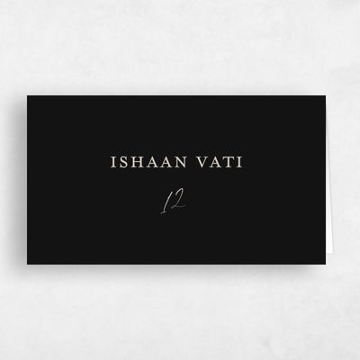 Black Wedding Place Card - Anerley