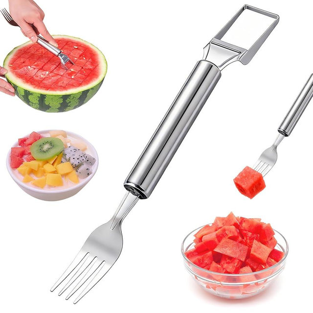 2-In-1 Stainless Steel Fruit Cutter ，2026 New Watermelon Fork Slicer Cutting Tool，Summer Watermelon Cutter Slicer Tool for Home Party Camping Kitchen Gadget (1Pcs)