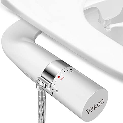 Veken Ultra-Slim Bidet, Non-Electric Dual Nozzle (Posterior/Feminine Wash) Fresh Water Sprayer Bidet for Toilet, Adjustable Water Pressure Bidet Seat Attachment with Brass Inlet