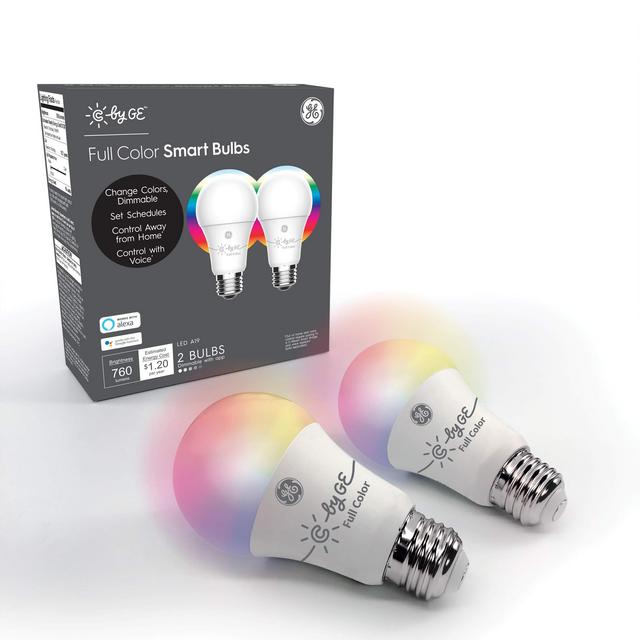 C by GE A19 LED Smart Light Bulb - Full Color Changing Light Bulb, 2-Pack, Works with Amazon Alexa and Google Home, Bluetooth Light Bulb