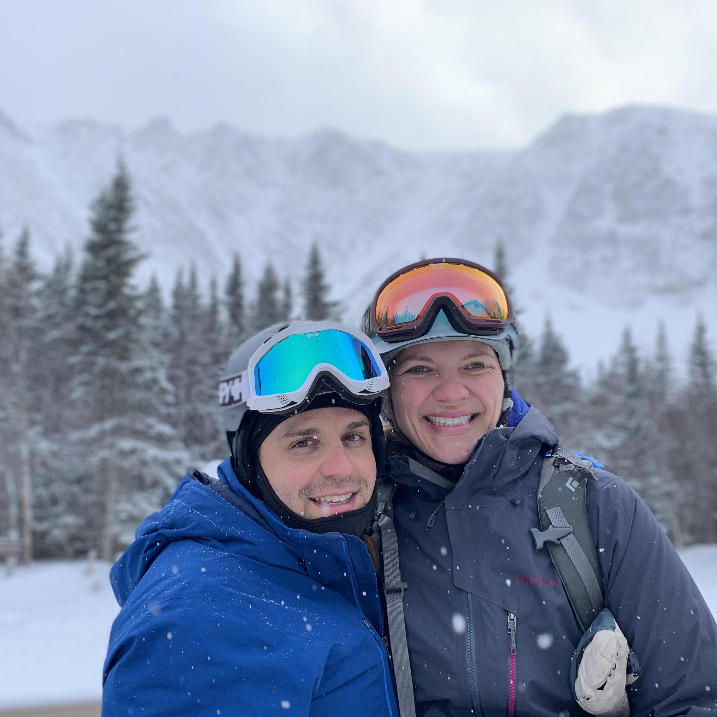Ski touring on Mount Washington (our wedding ceremony will look toward this mountain)