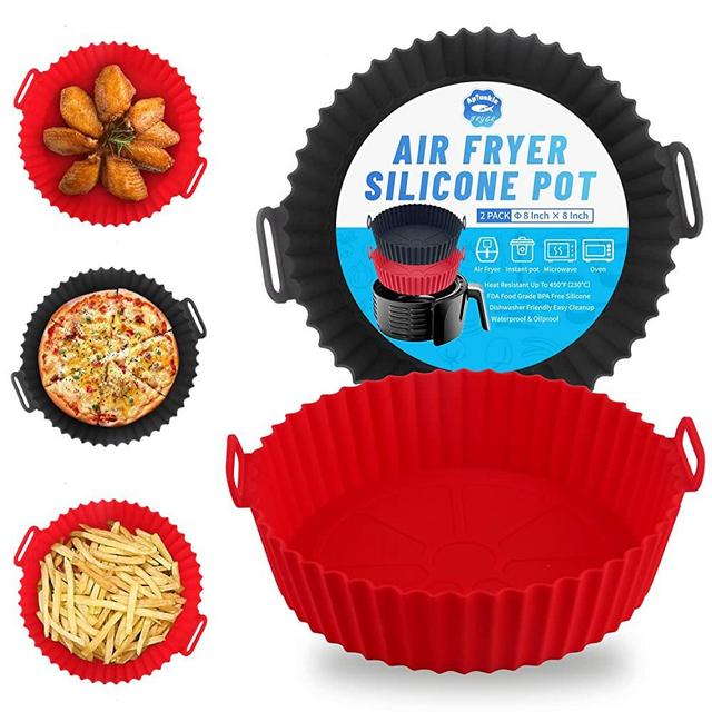 Air Fryer Silicone Liner Pot with Divider for 3.6 QT - 6.8 QT, Reusable