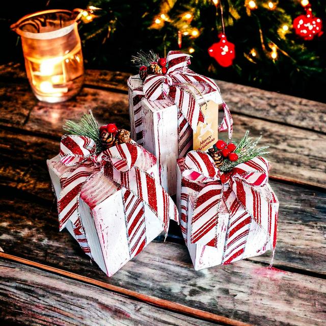 Wood Holiday Decor Wood Christmas Decor Wood Presents Rustic Farmhouse Christmas Decor Rustic Holiday Decor Wood Block Presents Table Decor