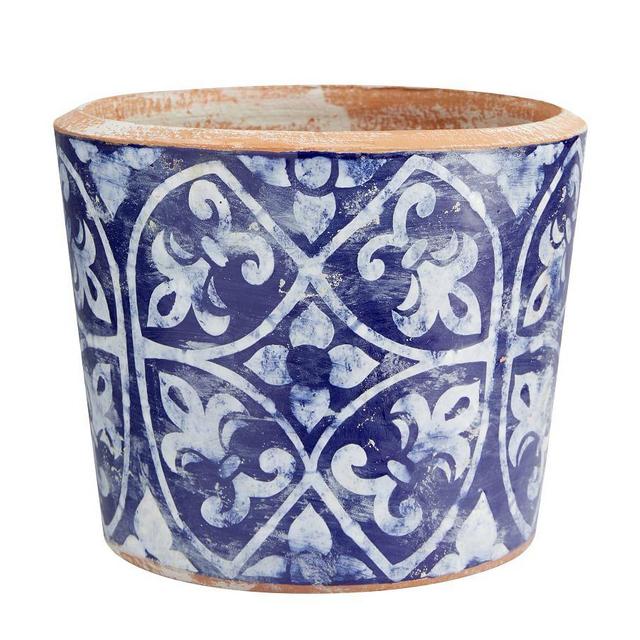 Ceramic Cachepot, Navy/White, Large