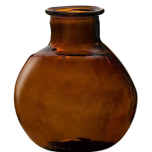 Viva Terra Oval Recycled Glass Balloon Vase, 10 Dia x 12 H - Chocolate