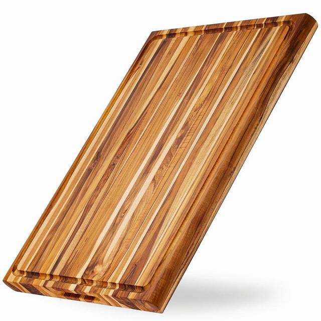 Extra Large Edge Grain Butcher Block Cutting Board - [1.5-Inch Thick] 24" x 18" Made of Premium Teak Wood, Treated with Natural Palm and Rapeseed Oil by Shumaru California.