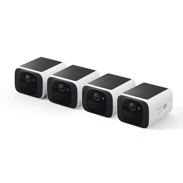 eufy Security S220 SoloCam 4-Cam Pack, Solar Charging, Wireless Outdoor Camera, Continuous Power, 2K Resolution, Day and Night Clarity, 2.4 GHz Wi-Fi, No Monthly Fee