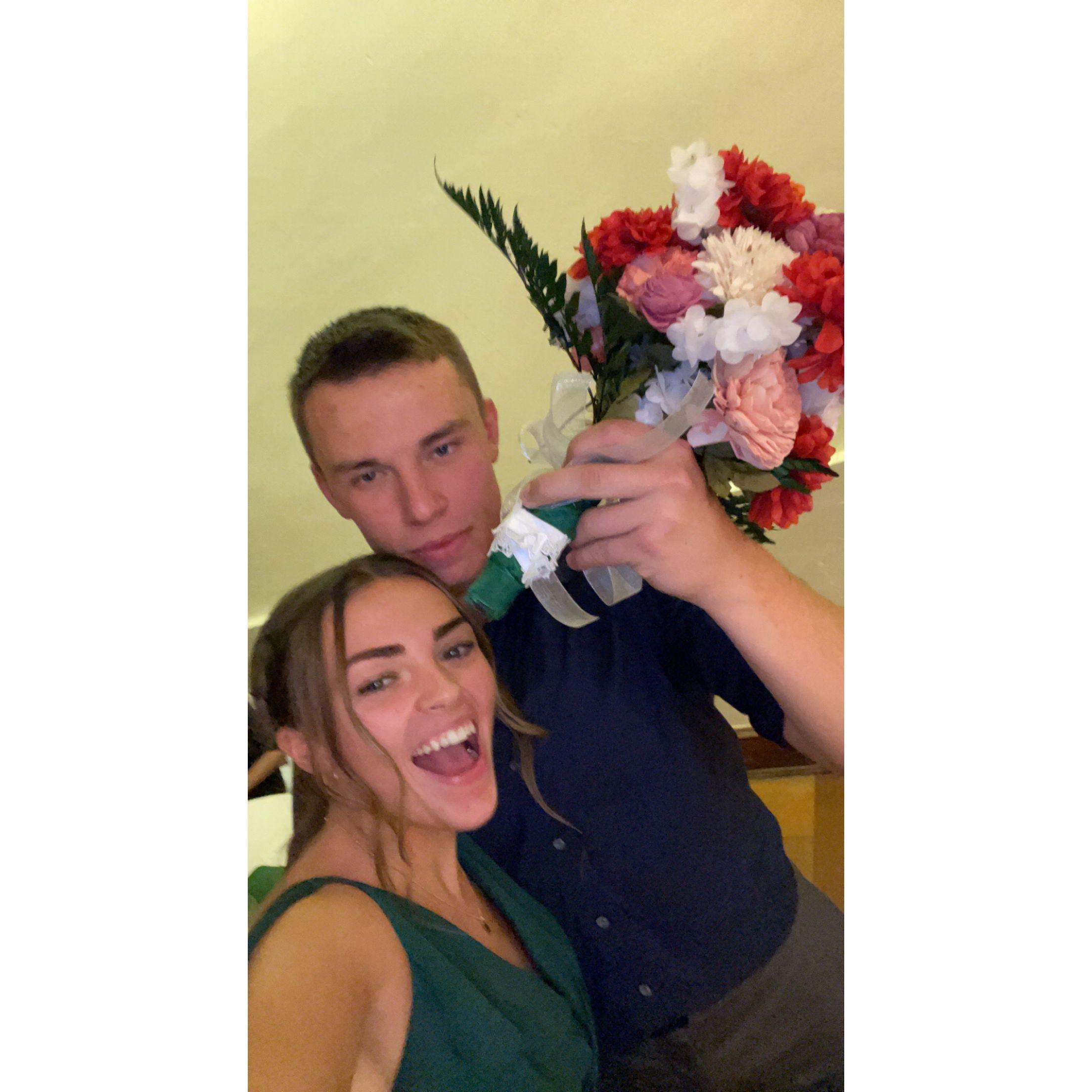 I caught the bouquet and Jake caught the garter