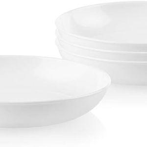 Corelle 4-Pc Versa Bowls for Pasta Salad and More, Service for 4, Durable and Eco-Friendly 30-Oz, Compact Stack Bowl Set, Microwave and Dishwasher Safe, White