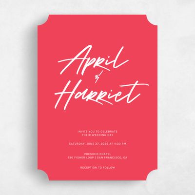 Red Ticket Wedding Invitation - Bahama Portrait