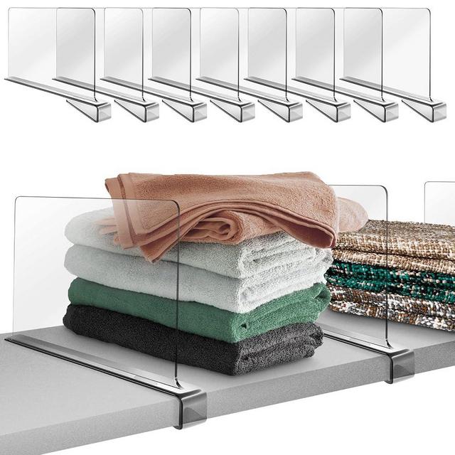 Hekmaden Acrylic Shelf Dividers for Closet Organization 12PCS，Clear Shelf Divider Fits Shelves of 0.4-1 Inch, Closet Organizers and Storage,Shelf Divider for Wooden Shelving, Closet Organizer
