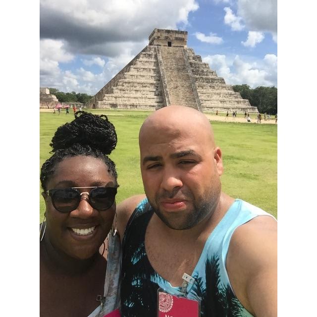Visiting one of the "Seven Wonders of the World" Chichen Itza in Mexico. A bug almost flew in Donovan's mouth! 😂 
October 2017