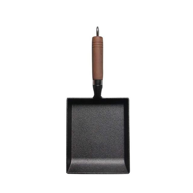 Tamagoyaki Japanese Omelette Pan Cast Iron Wooden Handle
