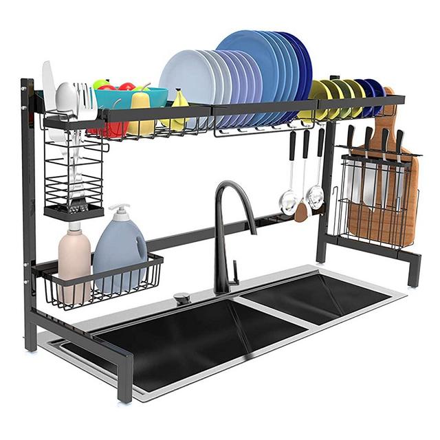 Over Sink Dish Drying Rack Black- Shop Again Large Dish Rack Drainer for Kitchen Storage Stainless Steel…