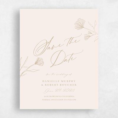 Linen, Beige Wedding Save the Date - Ingrid Portrait