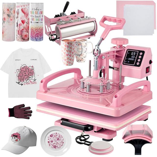 Hitgrand Heat Press Machine 12x15 inch, Heat Press Machine for T-Shirts, 5 in 1 Heat Press with 30 OZ Tumbler Press, Combo Tumbler Heat Press Machines Sublimation for Hat Cap Mug Plate