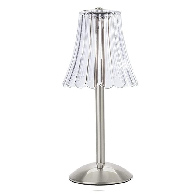 HEQET Cordless Table Lamps for Home,Table,Dining Room, Silver Rechargeable Lamps, USB Charge 12'' Tall LED Portable Outdoor Indoor Table Lamp with Built-in Dimmer