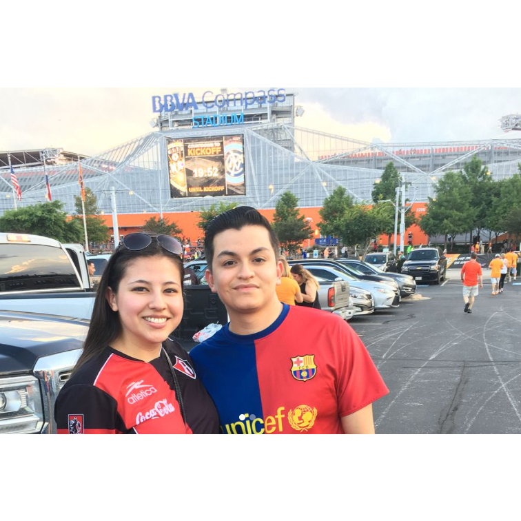 One of the many times we went to a Dynamo game in Houston.