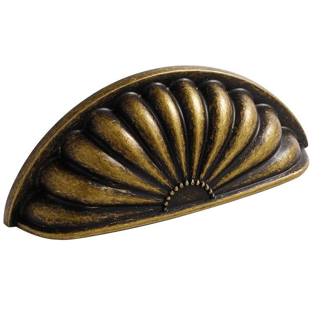 JIASENBAO Antique Brass Cabinet Cup Pulls 3" Hole Center 10 Pack Vintage Drawer Pulls Kitchen Hardware Cabinet Handles Dresser Handles Knobs