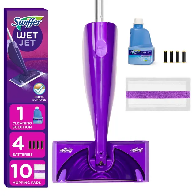 Swiffer WetJet Hardwood and Floor Spray Mop, All-In-One Mopping Floor Cleaner Set - Fresh - 11ct