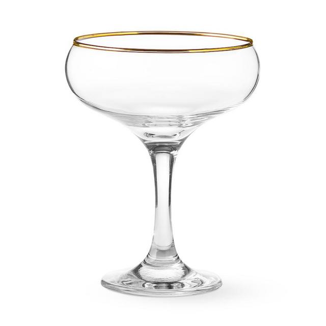 Gold Rim Coupe Glasses, Set of 4