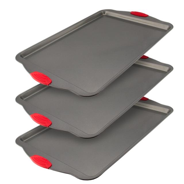 Boxiki Kitchen Nonstick Baking Sheet Pan | 100% Non-Toxic Rimmed Stainless Steel Baking Sheet, No Chemicals or Aluminum | Dent, Warp & Rust Resistant Heavy Gauge Steel Oven Baking Sheet (3)