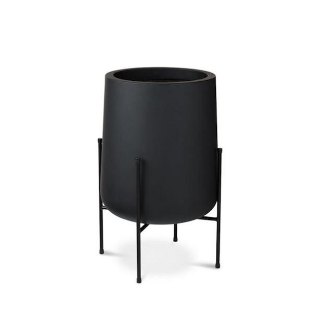 Tuva Black Tall Wide Indoor/Outdoor Planter Set