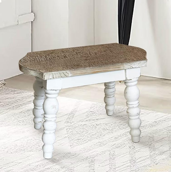 dwellington Wooden Bathroom Farmhouse Step Stool, Wood Foot Stool for Adults Kids, Bedside Step Plant Stand for Kitchen